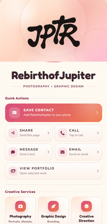 Rebirth of Jupiter business card